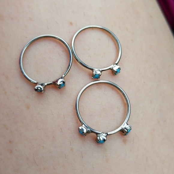 Turquoise Sterling Silver Stackable Rings - Picture 2 of 2